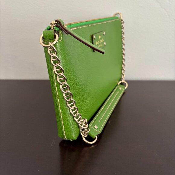 Kate Spade Wellesley Byrd Green Leather Gold Chain Shoulder Mini Bag - Picture 2 of 9